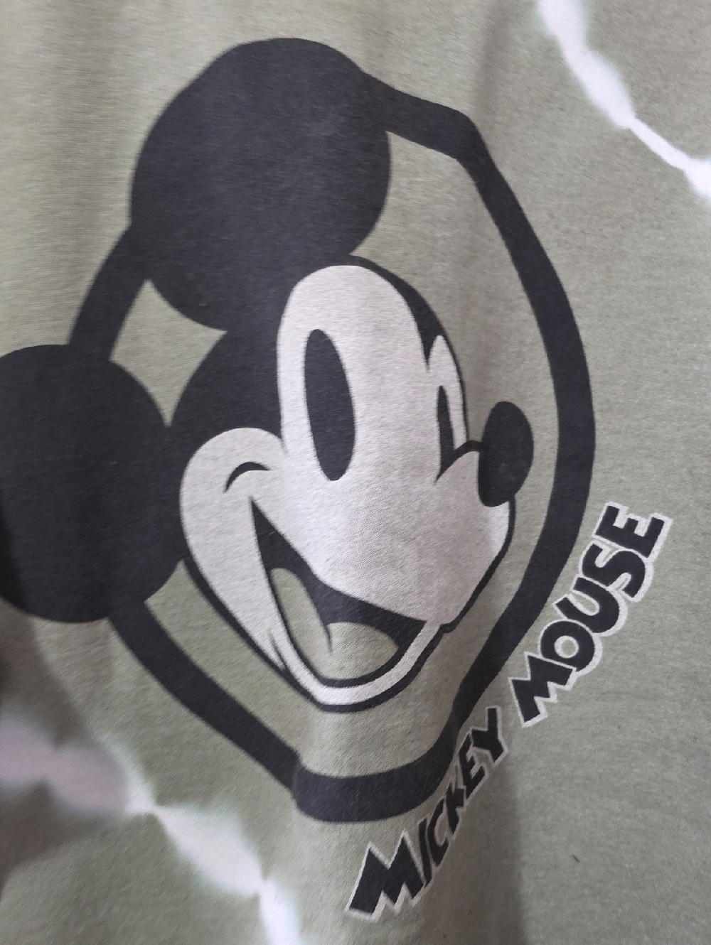 Disney Olive Green Tie-Dye Sweatshirt with Black Accent - Picture 2 of 4